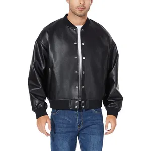 Custom Leather Jackets For Men High Quality Faux Bomber Jacket Men Motorcycle Lapel Asymmetric Zip-Up Blet Slim Fit Biker Coat
