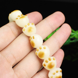 Cat Paw Bodhi <b>Bracelet</b> Charcoal Burned White Jade Unisex Couple Jewelry Everyday Wear - Product Image 3