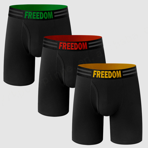 Calzoncillos de algodón y LICRA para hombre, ropa interior elástica de alta calidad, transpirable, color negro sólido, bóxer para hombre - Product Image 1