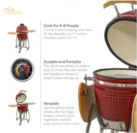 MCD Grilles de barbecue de 18 pouces Hauteur réglable Kamado Grilles de barbecue en argile de charbon de bois en céramique Charbon de bois intégré