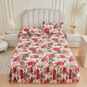 Housse de lit transfrontalière monobloc antidérapante avec bords volantés, protège-matelas pour matelas Simmons - Product Image 3