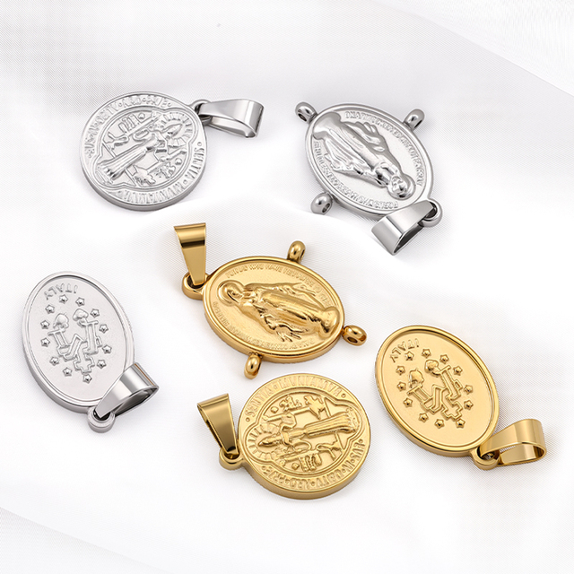 In Stock Religious Christianity Stainless Steel Maria Charm Pendant Waterproof Jewelry Accessories for Necklace Gift Making