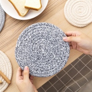 <b>Round</b> Cotton <b>Table</b> Mats Heat Resistant Home Use Gray Beige <b>Small</b> Large - Product Image 3