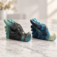 Sculpture de tête de dragon en variscite, figurine d'animal en cristal poli, sculpture en pierre pour la décoration de la maison, collection et cadeau