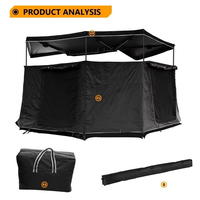 Vente en gros usine – Auvent latéral de voiture 180 degrés de qualité supérieure, tailles 2m et 2,5m, avec éclairage LED, pour SUV 4x4, camping tout-terrain, tente de toit