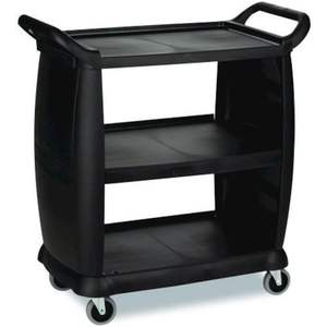 Chariot de rangement noir à 3 étagères, capacité de 136 kg, 18 x 36,25 x 38 pouces, pour bureau, cuisine, supermarché, stockage d'aliments et d'épices, en métal - Product Image 1