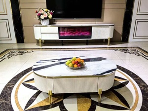 Mobile TV con Caminetto dal Design Italiano di Lusso, Fiamma Elettronica Simulata e Riscaldamento, <span class=keywords><strong>Arredamento</strong></span> Moderno per <span class=keywords><strong>Soggiorno</strong></span> - Product Image 4
