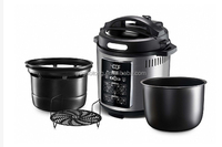 Friteuse à air électrique intelligente en acier inoxydable et autocuiseur 2-en-1 multifonction avec écran LCD pour usage domestique