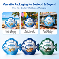 Sachet personnalisé de forme spéciale pour snacks de poisson séché, découpé sur mesure, haute barrière, qualité alimentaire, impression personnalisée, saveur fruits de mer, 40g, sans BPA