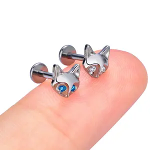 New Fashion Jewelry Titanium Minimalist Fox Earrings Simple Internally Threaded Piercing Jewelry