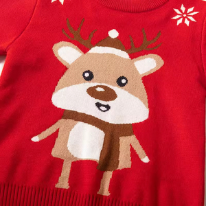 Pull-over en polyester/coton élastique pour filles et garçons avec col rond, design de dessin animé pour l'automne, l'hiver et Noël, personnalisable - Product Image 3
