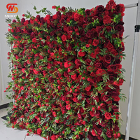 Mur de fleurs artificielles en rouleau de roses rouges personnalisées, lisses et faites à la main, pour décoration de mariage et Saint-Valentin