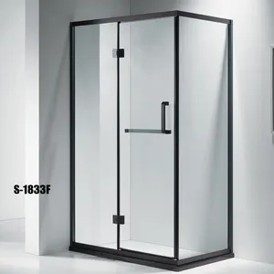 Sıcak satış duş kapı kolu temperli cam duş ekran kabin paslanmaz çelik siyah çerçeve