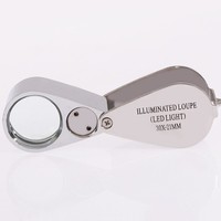 20X21mm Diameter Folding Metal Jewelry Loupe Led Magnifying Glass