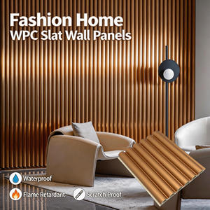 Lames de parement WPC style moderne, placage bois, finition miroir, anti-collision pour revêtement mural de salle de bain, durable et facile à nettoyer - Product Image 1