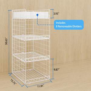 للبيع بالجملة 4 طبقات خزانة فولاذية قابلة للتكديس مع 4 عبوات منظمين وأرفف حديدية لخزانة الملابس وتخزين الطعام - Product Image 5