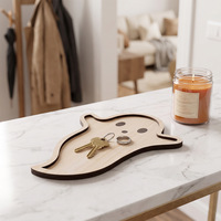 Plateau décoratif en bois creux en forme de citrouille d'Halloween, plat de service plat 2D pour la décoration de table de fête