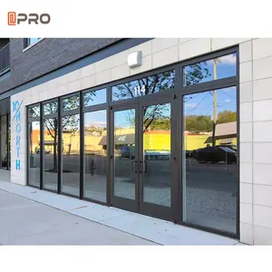 APRO Commercial Aluminium Lowes Bi Fold Door Double Glass Sliding Folding Door For Entrance Shopfront