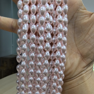 Premium 6x9mm Orange-Pink Glass Teardrop Faux Pearls-Certified DIY <strong>Jewelry</strong> <strong>Supplies</strong> for Bracelet and Necklace - Product Image 4