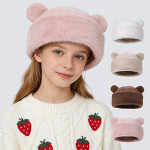 Chapeau en fourrure synthétique à oreilles d'ours pour enfants <span class=keywords><strong>de</strong></span> 7 à 15 ans, épais, doux, chaud, pour un usage quotidien, des fêtes, des voyages - Product Image 1