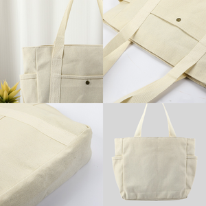 Sacs fourre-tout en toile personnalisés avec logo IDEA GIFT pour femmes, promotion, haute qualité, écologiques, réutilisables, avec poches - Product Image 5