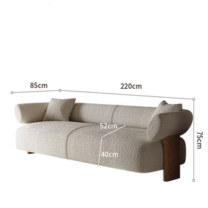 Maxky canapé italien salon crème Style meubles de maison en ligne petit appartement canapé français agneau velours bois massif grand canapé - Product Image 5