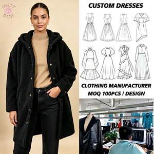 Abrigo de lana Teddy con capucha para mujer, chaqueta cálida de sherpa con botones de longitud media y extragrande - Product Image 1