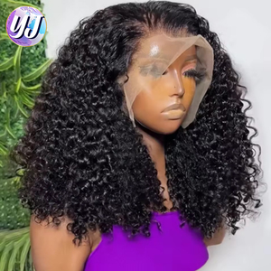 Perruque courte bouclée afro kinky bon marché sans colle, perruque en dentelle frontale en cheveux humains pour femmes noires, perruque en dentelle frontale 360 HD en cheveux humains - Product Image 1