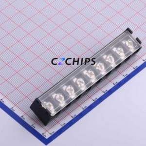 HB9500SS-9.5-9P Barrier Terminal Block Through hole Component (THT),P=9.5mm Connector With Cover Plate 9.5mm 1x9P Straight Pin - Product Image 1