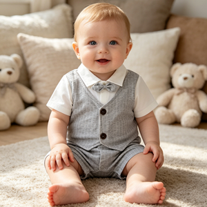 Conjuntos de Dos Piezas de Verano para Bebés Niños, Estilo Casual a Cuadros de Algodón, Trajes de Escalada a la <span class=keywords><strong>Moda</strong></span> para Bebés de Una a Un Año - Product Image 1