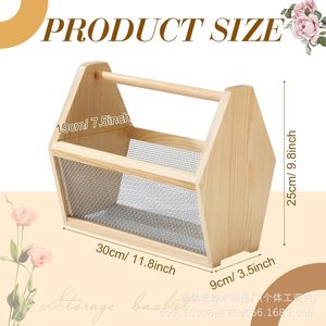 Wooden Fruit And <b>Vegetable</b> Storage Basket Rectangle Mesh Kitchen Storage Eco Friendly Food Container - Product Image 4