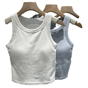 Top de Verano Personalizado 2026, Sin Mangas, Cuello Redondo, Transpirable, Tejido de Spandex/Poliéster, Chaleco Acanalado de Alta Calidad para Mujer, Estilo Casual - Product Image 1