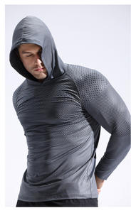 Personnalisé grande taille hommes à capuche à manches longues de haute qualité léger séchage rapide respirant mince vêtements de sport pour hommes hauts - Product Image 4