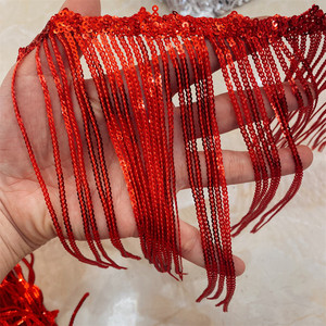 Accessori di abbigliamento di vendita caldi frange di nappa con paillettes frange a catena frange per abito da ballo latino <span class=keywords><strong>macrane</strong></span> nappa frange donne - Product Image 5
