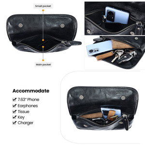 Dujiang Men's Genuine Leather Crossbody <b>Bag</b> Black Solid Color Fashionable Everyday Use Spring 2023 - Product Image 4