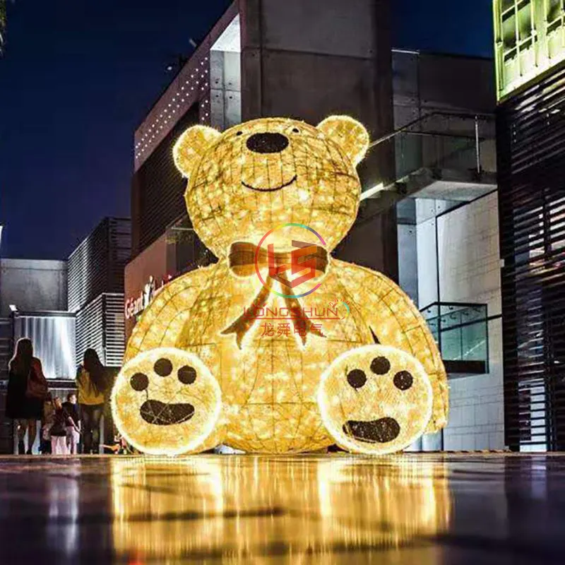 3D Bear custom Led fantasy motif 3D light outdoor christmas decoration IP65 for holiday use park decoration