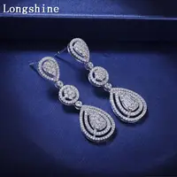 Dazzling Glänzende Diamant Luxus Design Wasser Tropfen Form Ohrring Für Frauen Delicate Design 18k Gold Diamant Ohrring
