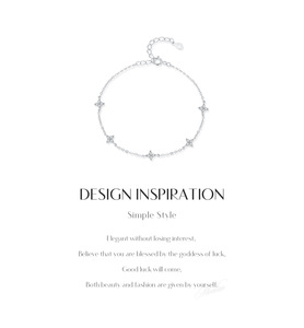 Bracelet en argent S925 poli, doré, avec zircons cubiques multi-étoiles, délicat, réglable, chaîne céleste, bijou élégant, cadeau - Product Image 6