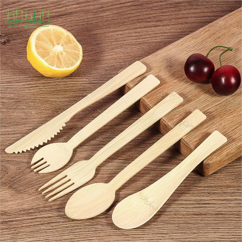 Eco friendly 170mm disposable bamboo knife fork and fork 100% biodegradable Bamboo Cutlery Set