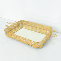 Plateau miroir en métal et verre de style moyen-oriental pour fruits, plateau de présentation créatif pour table basse, vente en gros transfrontalière Chine