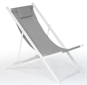 Kursi pantai lipat ringan, kursi pantai empuk aluminium halaman ekstra besar