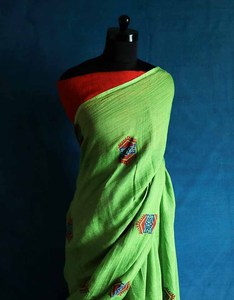 Nueva llegada UDDUP indio mano bloque impreso puro Lino Saree diseño elegante Unisex para ocasiones especiales ropa de fiesta - Product Image 4