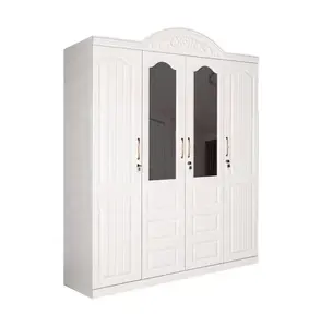 家居家具白色4门巴基斯坦金属衣柜收纳器带镜子钢衣柜卧室家具衣柜