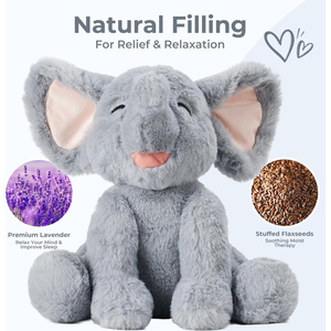 Peluche Éléphant Ultra Douce Transfrontalière, Adaptée au Micro-ondes, Remplissage <span class=keywords><strong>de</strong></span> Perles Céramiques à la Lavande, Compres Chaudes/Froides Amovibles, Parfaite - Product Image 3