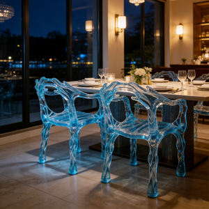 Chaise de salle à manger en résine cristalline, design moderne minimaliste, mobilier de salle à manger, fauteuil transparent de luxe - Product Image 3