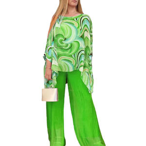 <span class=keywords><strong>Ensemble</strong></span> décontracté 2 pièces en maille pour <span class=keywords><strong>femme</strong></span> : Blouse ample à manches longues et <span class=keywords><strong>pantalon</strong></span> large, écologique, imperméable, respirant, imprimé - Product Image 5