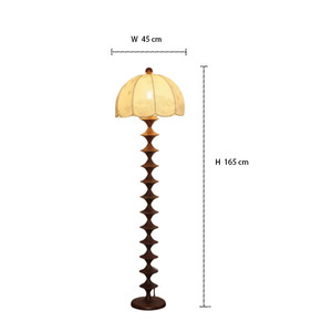 Lampadaire vintage français en bois massif 45 cm L 165 cm H avec source lumineuse LED et interrupteur pour hôtels et maisons d'hôtes - Product Image 1
