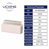 1376350 Konektor WX110D 40P 90 12V DC 2.5A Adaptor Pria Kontak Paduan Tembaga Bentuk Persegi Panjang Rumah SPS/PBT untuk Motor Servo