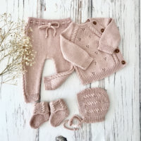 Nouveau-né tricoté pull ensemble 100% coton personnalisé bébé vêtements ensemble maison vêtements de nuit tenues bébé vêtements cadeau ensemble
