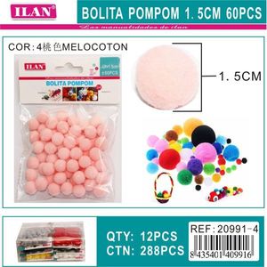 Ilan Bolita Pompom 1.5Cm 60Pcs Melocoton Fournitures d'artisanat - Product Image 3